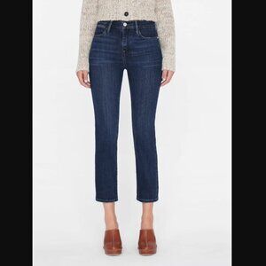 $238 Frame Le High Straight Crop Majesty Dark Wash Jeans Stretch High Rise 25